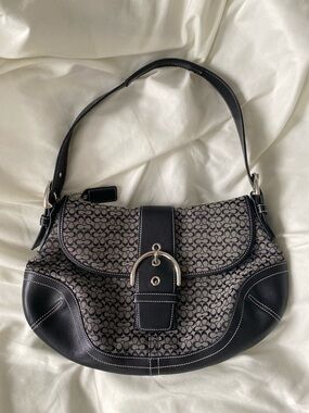 Coach Black and Gray Signature Shoulder Bag